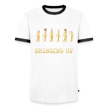 I always bring the past Egyptian - Men's Ringer Shirt - white/black - Front - AI Model Female 172 light (172cm) & AI Model Male 178 dark (178cm)