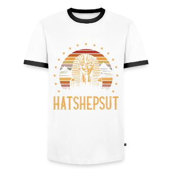 Hatshepsut Egyptian mythology Egyptian - Men's Ringer Shirt - white/black - Front - AI Model Female 172 light (172cm) & AI Model Male 178 dark (178cm)