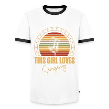 Dieses Mädchen Liebt Es, Musik Zu Singen Sänger - Männer Kontrast-T-Shirt - Weiß/Schwarz - Vorne - AI Model Female 172 light (172cm) & AI Model Male 178 dark (178cm)