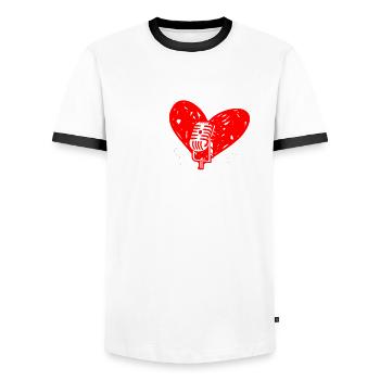 I love karaoke singer voice coach singing - Men's Ringer Shirt - white/black - Front - AI Model Female 172 light (172cm) & AI Model Male 178 dark (178cm)
