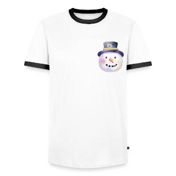 Vintage Winter Snowman Head - Men's Ringer Shirt - white/black - Front - AI Model Female 172 light (172cm) & AI Model Male 178 dark (178cm)