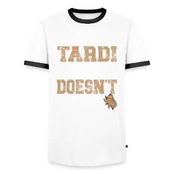 Les tardigrades ne sont pas intéressés par - T-shirt contrasté Homme - blanc/noir - Devant - AI Model Female 172 light (172cm) & AI Model Male 178 dark (178cm)
