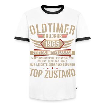 58th birthday 50 years classic car gift 1973 - Men's Ringer Shirt - white/black - Front - AI Model Female 172 light (172cm) & AI Model Male 178 dark (178cm)