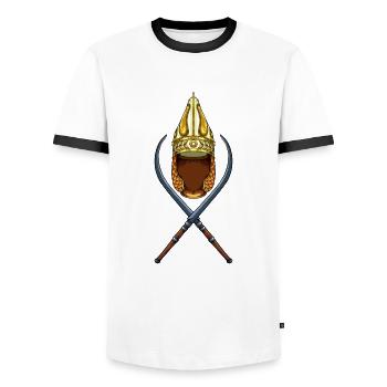 Épées et casque daces - T-shirt contrasté Homme - blanc/noir - Devant - AI Model Female 172 light (172cm) & AI Model Male 178 dark (178cm)