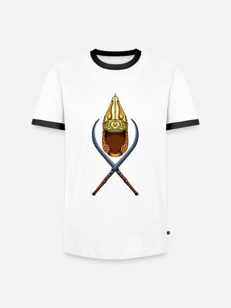 Daker Schwerter und Helm - Männer Kontrast-T-Shirt - Weiß/Schwarz