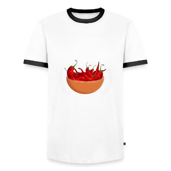 Je n’ai pas peur de la saveur de nourriture épicée fantôme - T-shirt contrasté Homme - blanc/noir - Devant - AI Model Female 172 light (172cm) & AI Model Male 178 dark (178cm)