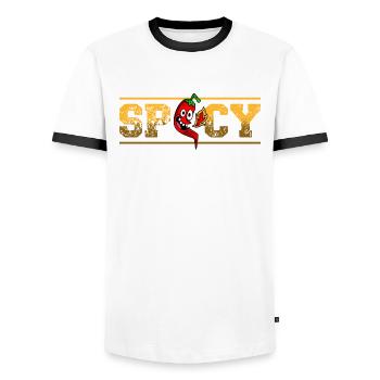 Épicé Saveur Épice Chili Lover - T-shirt contrasté Homme - blanc/noir - Devant - AI Model Female 172 light (172cm) & AI Model Male 178 dark (178cm)