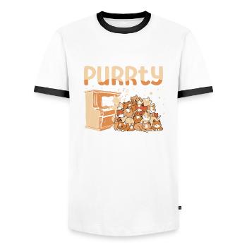 Purrty Musician Pianist Cat Whisperer Kitty Lover - Men's Ringer Shirt - white/black - Front - AI Model Female 172 light (172cm) & AI Model Male 178 dark (178cm)