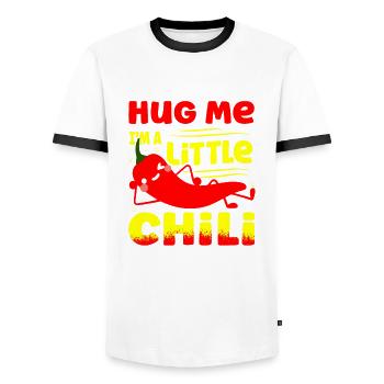 Câline-moi, je suis un peu - T-shirt contrasté Homme - blanc/noir - Devant - AI Model Female 172 light (172cm) & AI Model Male 178 dark (178cm)