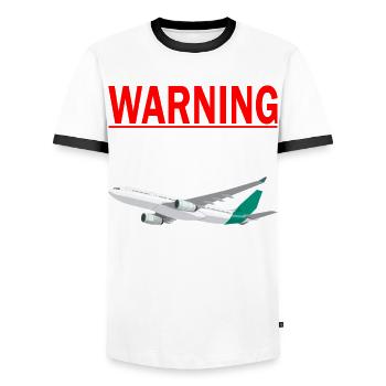Warnung Ich Kann Spontan Über Flugzeuge Pilot - Männer Kontrast-T-Shirt - Weiß/Schwarz - Vorne - AI Model Female 172 light (172cm) & AI Model Male 178 dark (178cm)