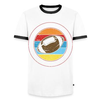 My heart is on the field Footbal Quaterback - Men's Ringer Shirt - white/black - Front - AI Model Female 172 light (172cm) & AI Model Male 178 dark (178cm)