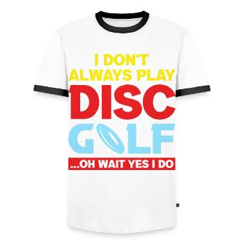 Disc Golf Frisbee Golf pour hommes et femmes - T-shirt contrasté Homme - blanc/noir - Devant - AI Model Female 172 light (172cm) & AI Model Male 178 dark (178cm)