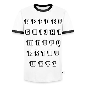 Alphabet - Männer Kontrast-T-Shirt - Weiß/Schwarz - Vorne - AI Model Female 172 light (172cm) & AI Model Male 178 dark (178cm)