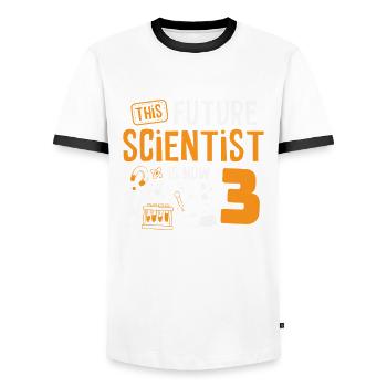 This future scientist is now 3. - Men's Ringer Shirt - white/black - Front - AI Model Female 172 light (172cm) & AI Model Male 178 dark (178cm)