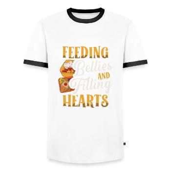 Nourrir les ventres et remplir les cœurs Lunch Lady - T-shirt contrasté Homme - blanc/noir - Devant - AI Model Female 172 light (172cm) & AI Model Male 178 dark (178cm)