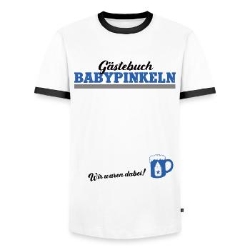 Babypinkeln Pinkelparty Vater werden Dad to be - Männer Kontrast-T-Shirt - Weiß/Schwarz - Vorne - AI Model Female 172 light (172cm) & AI Model Male 178 dark (178cm)