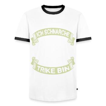 Drift Trike Dreirad Motorrrad Trike für einen - Männer Kontrast-T-Shirt - Weiß/Schwarz - Vorne - AI Model Female 172 light (172cm) & AI Model Male 178 dark (178cm)