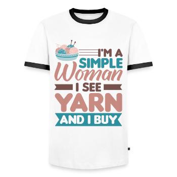 Handarbeit Stricken lustiger Strick Spruch - Männer Kontrast-T-Shirt - Weiß/Schwarz - Vorne - AI Model Female 172 light (172cm) & AI Model Male 178 dark (178cm)