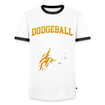 Dodgeball champion Dodgeballer Dodgeball player - Men's Ringer Shirt - white/black - Front - AI Model Female 172 light (172cm) & AI Model Male 178 dark (178cm)