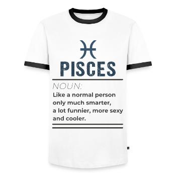 Fische Substantiv - Wie ein normaler Mensch nur - Männer Kontrast-T-Shirt - Weiß/Schwarz - Vorne - AI Model Female 172 light (172cm) & AI Model Male 178 dark (178cm)