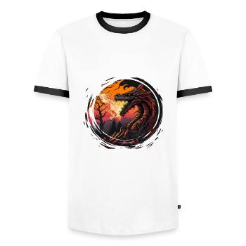 Mythical Creature Dragon Gift Men Dragon for a - Men's Ringer Shirt - white/black - Front - AI Model Female 172 light (172cm) & AI Model Male 178 dark (178cm)