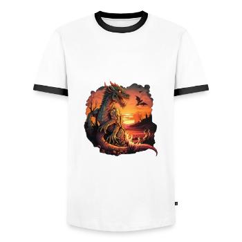Mythical Creatures Dragon Gift Men Dragon for a - Men's Ringer Shirt - white/black - Front - AI Model Female 172 light (172cm) & AI Model Male 178 dark (178cm)