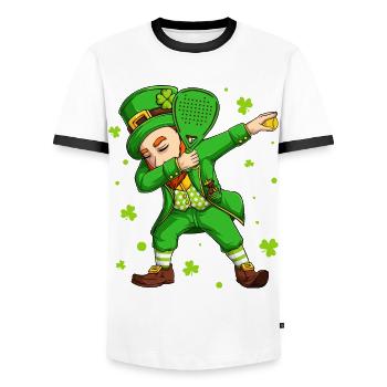 Padel Tennis Dabbing Leprechaun St Patrick Day - Men's Ringer Shirt - white/black - Front - AI Model Female 172 light (172cm) & AI Model Male 178 dark (178cm)