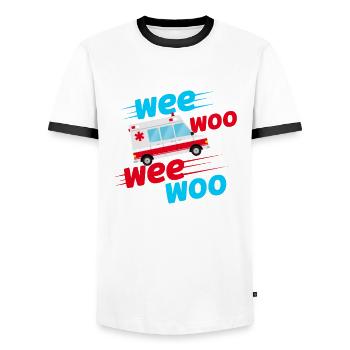 Wee Woo Wee Woo Ambulancier Technicien Paramédical - T-shirt contrasté Homme - blanc/noir - Devant - AI Model Female 172 light (172cm) & AI Model Male 178 dark (178cm)