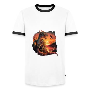 Créature mythique Dragon Cadeau Hommes Dragon Pour Un - T-shirt contrasté Homme - blanc/noir - Devant - AI Model Female 172 light (172cm) & AI Model Male 178 dark (178cm)
