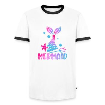 Mermaid Mama Mermaid Lovers - T-shirt contrasté Homme - blanc/noir - Devant - AI Model Female 172 light (172cm) & AI Model Male 178 dark (178cm)