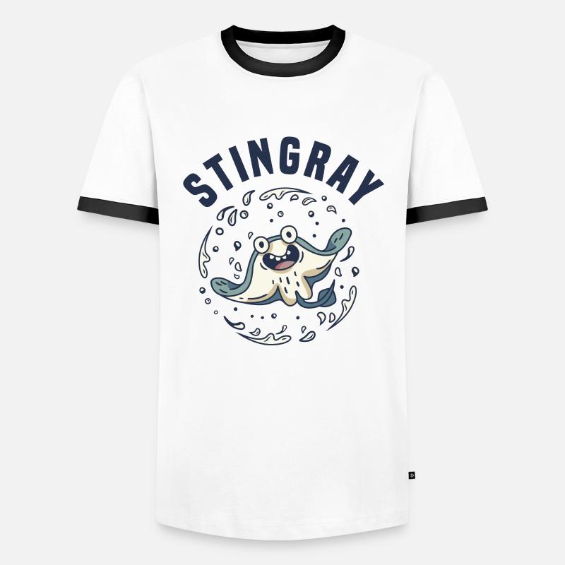 Stachelrochen Mantarochen Ozean - Männer Kontrast-T-Shirt - Weiß/Schwarz