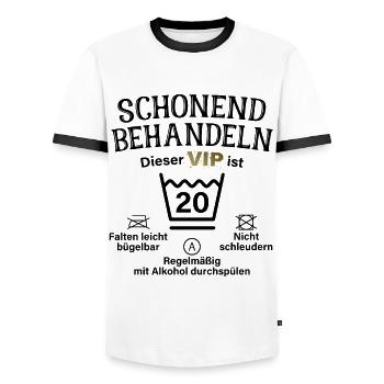 20. Geburtstag Schonend Behandeln 20 VIP ist 20 - Männer Kontrast-T-Shirt - Weiß/Schwarz - Vorne - AI Model Female 172 light (172cm) & AI Model Male 178 dark (178cm)