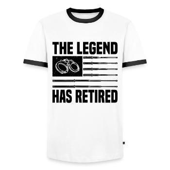 Shérif adjoint Police Law Officer Guard - T-shirt contrasté Homme - blanc/noir - Devant - AI Model Female 172 light (172cm) & AI Model Male 178 dark (178cm)