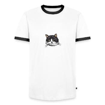 Piano Cat Musician Pianist Cat Whisperer - Men's Ringer Shirt - white/black - Front - AI Model Female 172 light (172cm) & AI Model Male 178 dark (178cm)