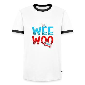Wee Woo Crew Ambulance Technician Paramedic Emt - Men's Ringer Shirt - white/black - Front - AI Model Female 172 light (172cm) & AI Model Male 178 dark (178cm)