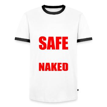 Fahren Sie Sicher, Oder Ich Sehe Sie Nackt Emt - Männer Kontrast-T-Shirt - Weiß/Schwarz - Vorne - AI Model Female 172 light (172cm) & AI Model Male 178 dark (178cm)