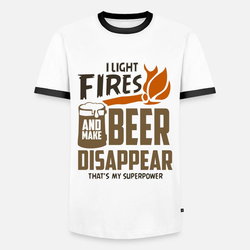 Camping Sprüche Bier - Männer Kontrast-T-Shirt - Weiß/Schwarz