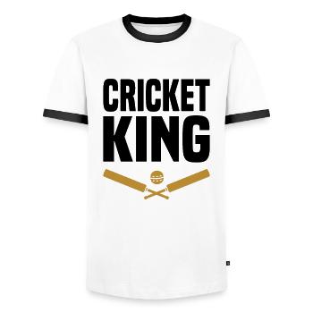 Sport des joueurs de cricket - T-shirt contrasté Homme - blanc/noir - Devant - AI Model Female 172 light (172cm) & AI Model Male 178 dark (178cm)