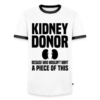 Organ donor kidney - Men's Ringer Shirt - white/black - Front - AI Model Female 172 light (172cm) & AI Model Male 178 dark (178cm)