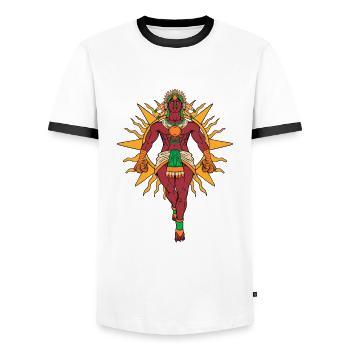 Dieu aztèque du soleil - Tonatiuh - T-shirt contrasté Homme - blanc/noir - Devant - AI Model Female 172 light (172cm) & AI Model Male 178 dark (178cm)