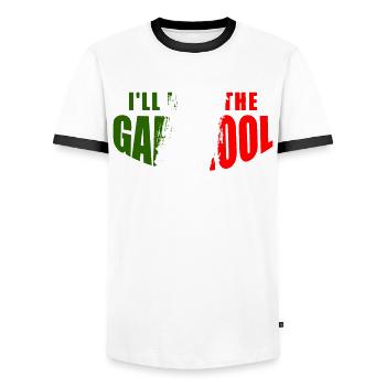 I will fly the Gabagool Italian Pride Italy flag - Men's Ringer Shirt - white/black - Front - AI Model Female 172 light (172cm) & AI Model Male 178 dark (178cm)