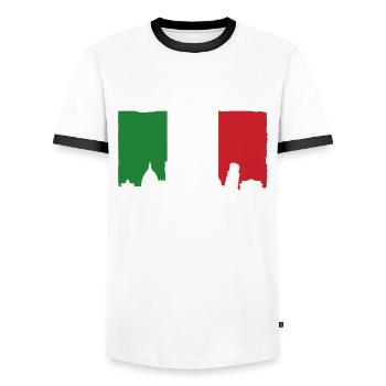 I will fly the Gabagool Italian Pride Italy flag - Men's Ringer Shirt - white/black - Front - AI Model Female 172 light (172cm) & AI Model Male 178 dark (178cm)