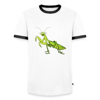 Cartoon Mantis - Men's Ringer Shirt - white/black - Front - AI Model Female 172 light (172cm) & AI Model Male 178 dark (178cm)