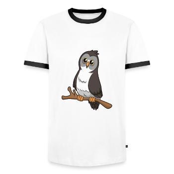 Kawaii Bearded Owl - Men's Ringer Shirt - white/black - Front - AI Model Female 172 light (172cm) & AI Model Male 178 dark (178cm)