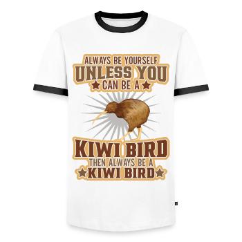 Neuseeland Kultur Kiwi Vogel Neuseeland Flagge - Männer Kontrast-T-Shirt - Weiß/Schwarz - Vorne - AI Model Female 172 light (172cm) & AI Model Male 178 dark (178cm)