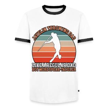 Javelin Throwing Dad - Männer Kontrast-T-Shirt - Weiß/Schwarz - Vorne - AI Model Female 172 light (172cm) & AI Model Male 178 dark (178cm)