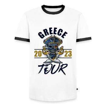 Greece 2023 Skeleton - Men's Ringer Shirt - white/black - Front - AI Model Female 172 light (172cm) & AI Model Male 178 dark (178cm)