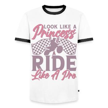 Motocross Filles Motocross Tout-terrain Dirt Bike - T-shirt contrasté Homme - blanc/noir - Devant - AI Model Female 172 light (172cm) & AI Model Male 178 dark (178cm)