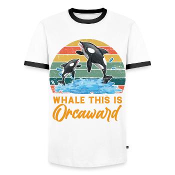 Orca Ocean Whale Orca Fan Sea Animal - Men's Ringer Shirt - white/black - Front - AI Model Female 172 light (172cm) & AI Model Male 178 dark (178cm)