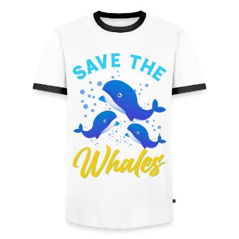 Orca Ocean Whale Orca Fan Seafood - Men's Ringer Shirt - white/black - Front - AI Model Female 172 light (172cm) & AI Model Male 178 dark (178cm)